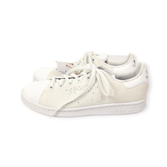 NWT Adidas Stan Smith Kid's White Sparkle Lace Up Sneakers Size 5 - Picture 5 of 9